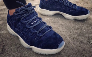 蓝色麂皮诱惑！Air Jordan 11 Low “RE2PECT” 释出上脚美图！