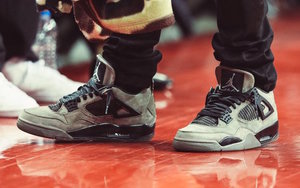 Travis Scott 上脚军绿色调 Travis Scott x AJ 4 为火箭助威！