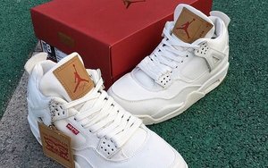 或将本月发售！Levi’s x Air Jordan 4 “White Denim” 再释实物图！