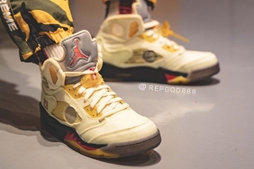 看完肯定心动！ Off-White x Air Jordan 5 “Sail” 最新美照又双叒来了！