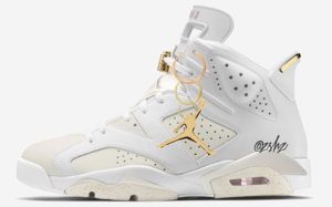 金色耳环灵感吊牌是亮点！小姐姐专属 Air Jordan 6 “Gold Hoops” 曝光！