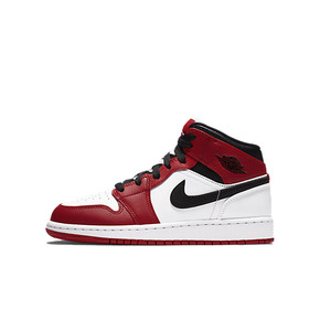 Air Jordan 1 Mid GS 白红中帮女子篮球鞋 554725-173（2020.7.1发售）