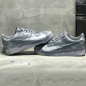 【球鞋定制】Nike Air Force 1 AF1系列 灰色浸染大LOGO定制球鞋