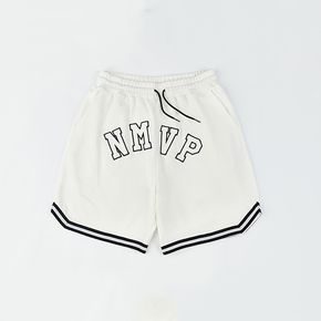 NXTMVP 夏季限定纯棉百搭双色字母刺绣短裤 白色 