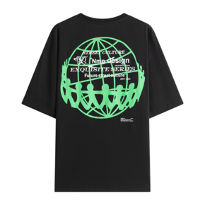 NXTMVP 潮流街头夏季绿色地球主题T恤 黑色