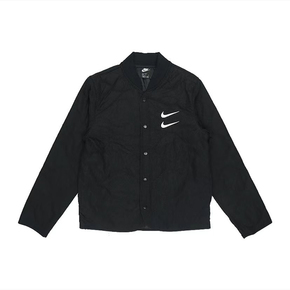 Nike Sportswear Swoosh 双钩logo棉服外套 黑色 DM1247-010