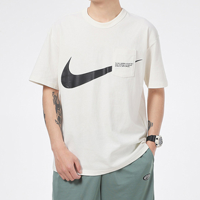 Nike Sportswear Swoosh 大钩子口袋印花圆领T恤 白色 DJ6297-110
