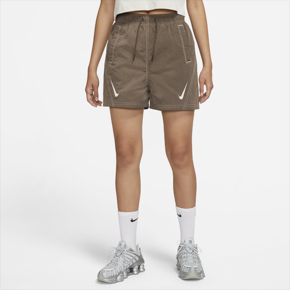 Nike 运动生活系列 女子双钩运动跑步速干透气短裤 巧克力色 DD5593-004