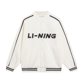 LINING/李宁 2023新款春季复古美式白色开衫运动棒球服 AWDT545-1