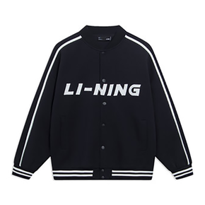 LINING/李宁 2023新款春季复古美式黑色开衫运动棒球服 AWDT545-2