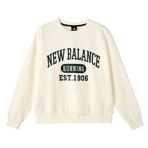 New Balance 米白色圆领字母印花长袖卫衣 AWT31356-CIC