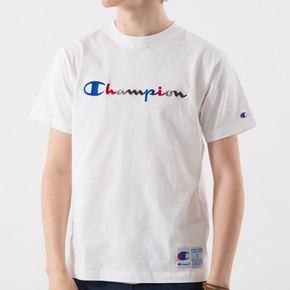 champion冠军日版草写彩色刺绣T恤短袖
