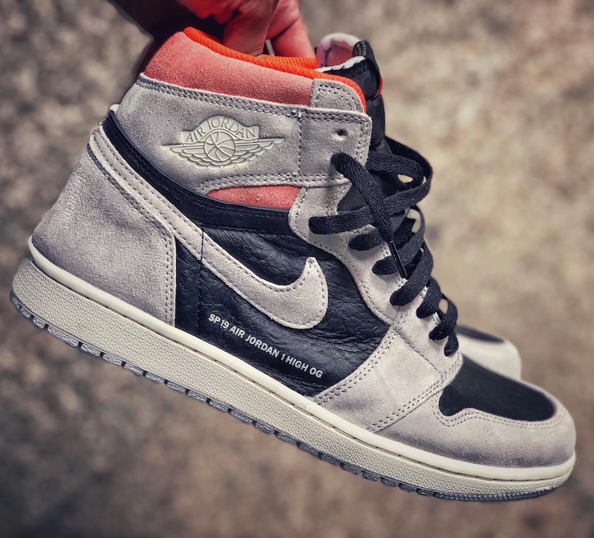 Air Jordan 1 Neutral Grey Hyper Crimson Black 555088-018åå¸æ¥æä»·æ ¼