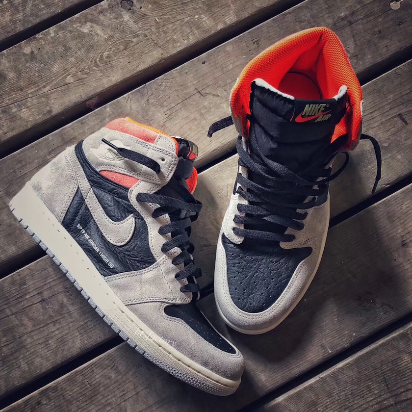 Air Jordan 1 Neutral Grey Hyper Crimson Black 555088-018åå¸æ¥æä»·æ ¼