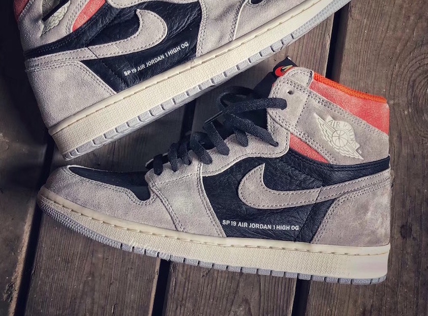 Air Jordan 1 Neutral Grey Hyper Crimson Black 555088-018åå¸æ¥æä»·æ ¼