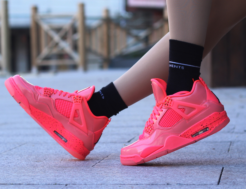 Air Jordan 4 Womens Hot Punch AQ9128-600å叿¥æOn-Feet