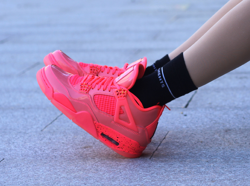 Air Jordan 4 Womens Hot Punch AQ9128-600å叿¥æOn-Feet