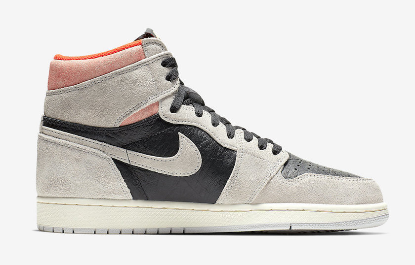 Air Jordan 1é«OGä¸­æ§ç°è²Hyper Crimson 555088-018åå¸æ¥æ