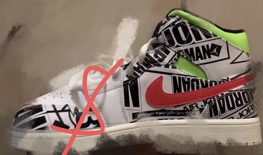 Air Jordan 1 Mid Printç½è²é»è²ç»¿è²çº¢è²åå¸æ¥æ