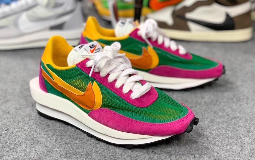 Sacai Nike LDV Waffle Green Pink Yellow BV0073-301åå¸æ¥æ