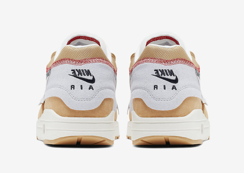 Nike Air Max 1 Inside Out Club Gold Black Pure Platinum Desert Sand Sail University Red 858876-713 Release Date