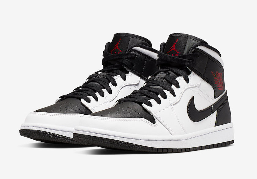 Air Jordan 1 Mid White Black Red BQ6472-101åå¸æ¥æ