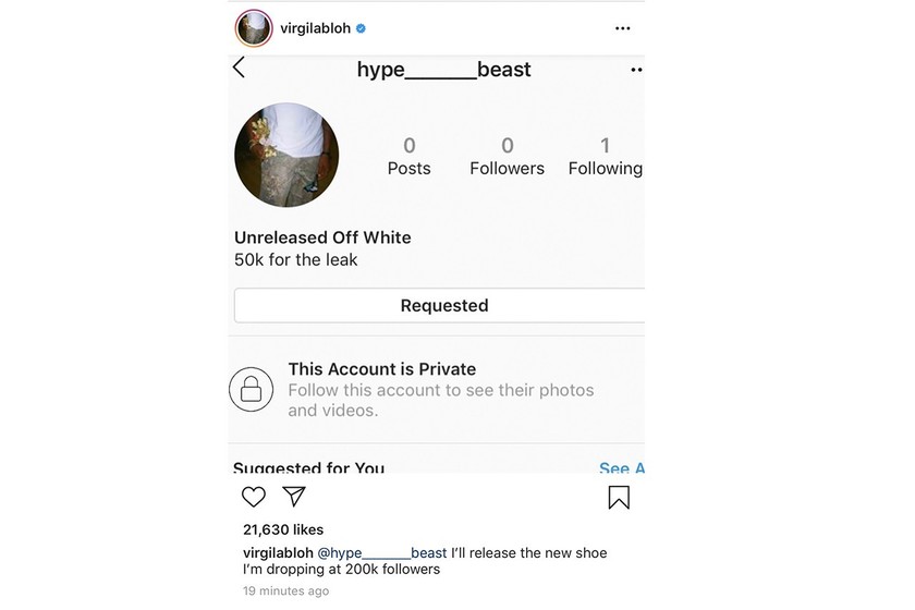 Virgil Abloh æ¬äºº Instagram å¸³èé­é§­å:registered:¢å¥ä¾µ