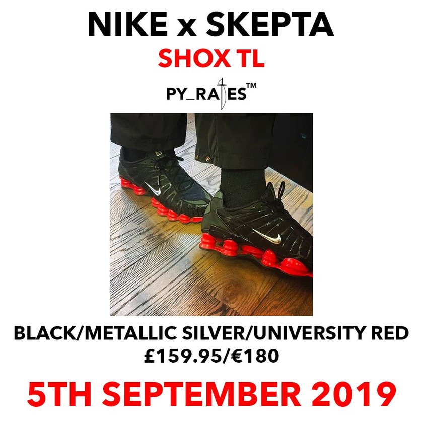 Skepta Nike Shox TL Black Metallic Silver University Redå叿¥æ
