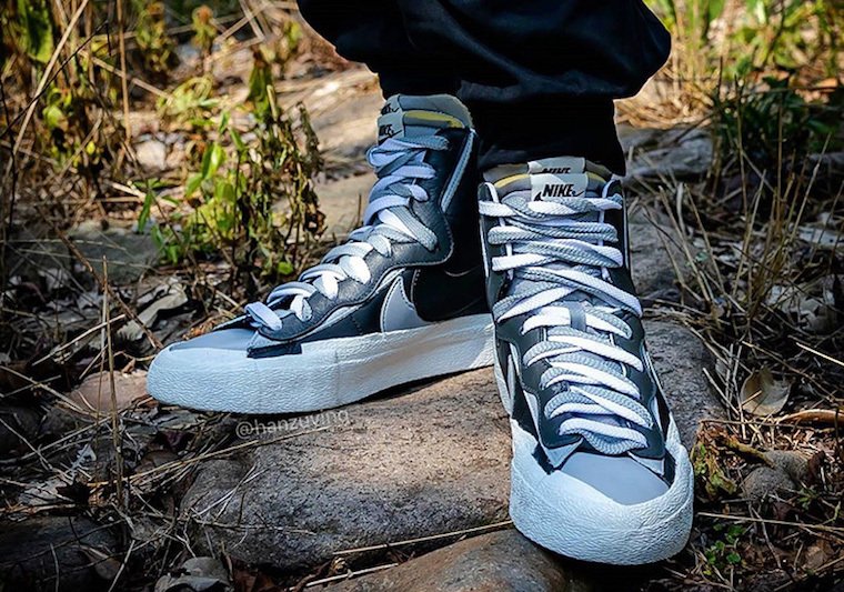 Sacai Nike Blazer Mid Black Grey White BV0062-002åå:registered:æ¥æOn-Feet