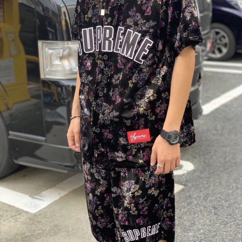 メンズsupreme floral velour baseball jersey M - シャツ