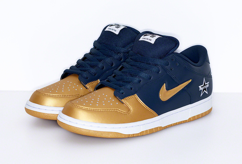 Supreme Nike SB Dunk Low Gold Navyåè¡æ¥æ