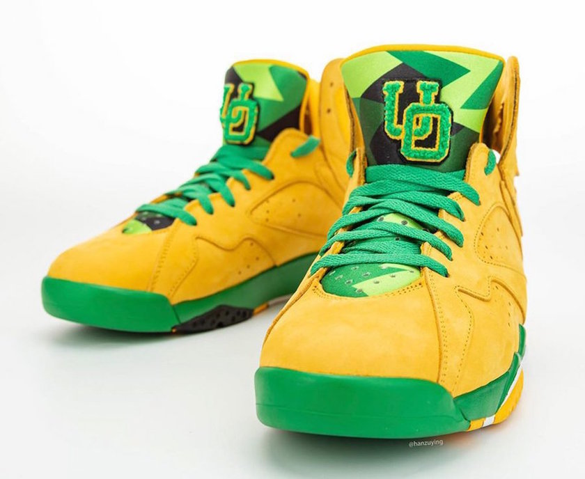 Air Jordan 7 Oregon Ducks Yellow Green PE