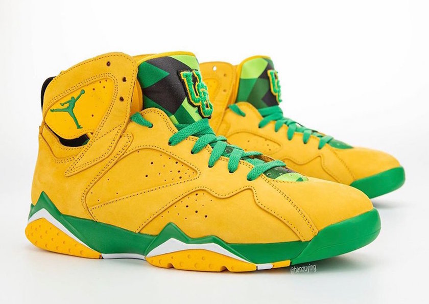 Air Jordan 7 Oregon Ducks Yellow Green PE