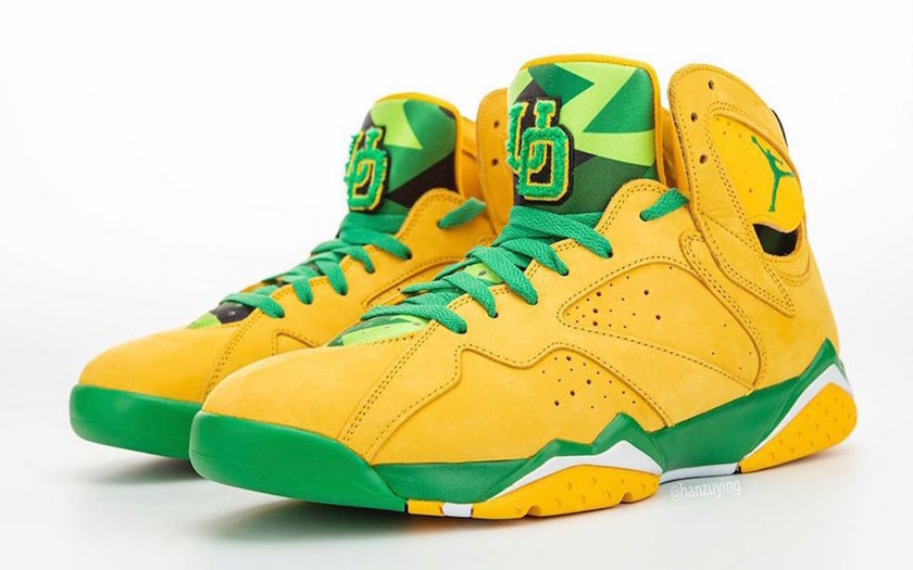 Air Jordan 7 Oregon Ducks Yellow Green PE