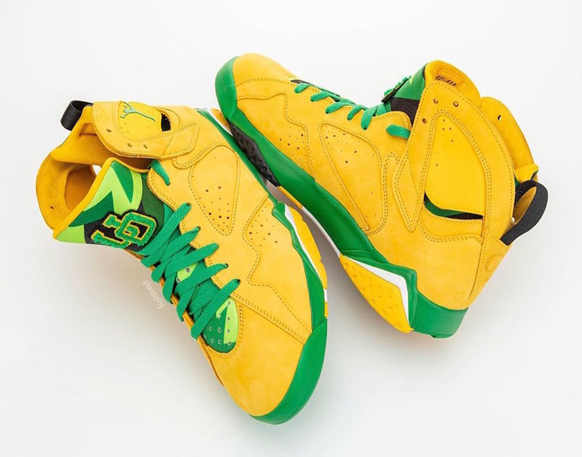Air Jordan 7 Oregon Ducks Yellow Green PE