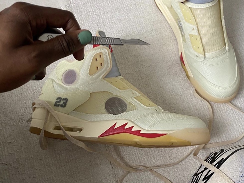Off-White Air Jordan 5 Sail Red Silver CT8480-100 Release Date