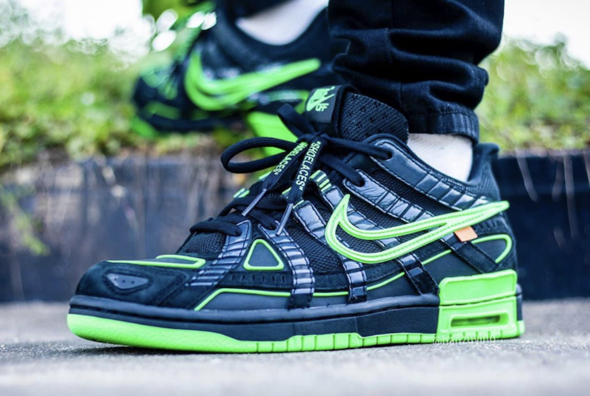 Off-White Nike Air Rubber Dunk Green Strike CU6015-001 Release Date On-Feet