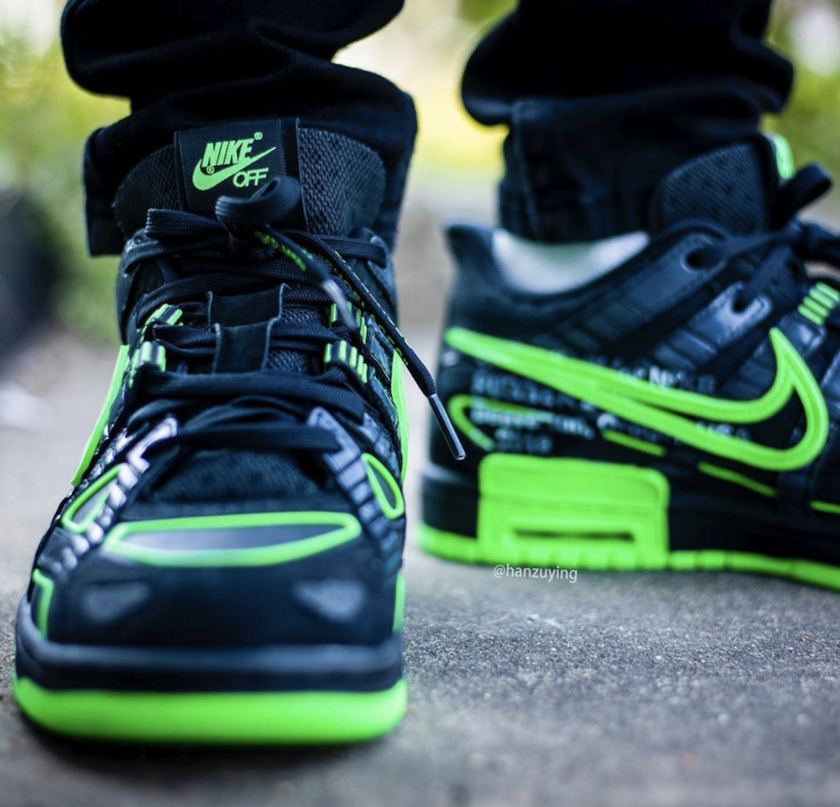 Off-White Nike Air Rubber Dunk Green Strike CU6015-001 Release Date On-Feet