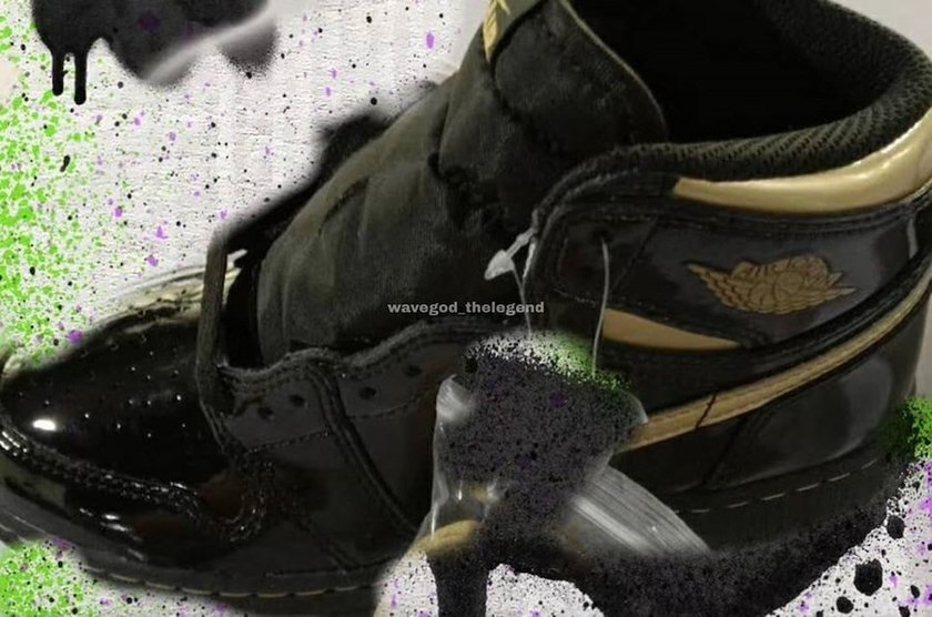 Air Jordan 1 High Patent Black Metallic Gold 555088-032åå:registered:æ¥æ