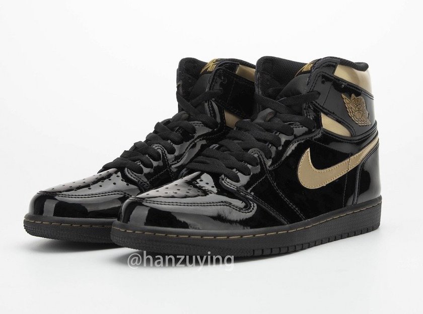 Air Jordan 1 Black Metallic Gold Patent Leather 555088-032 Release Date