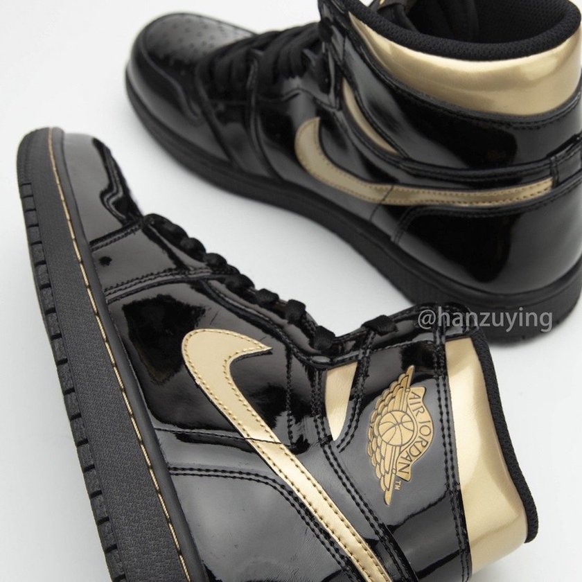 Air Jordan 1 Black Metallic Gold Patent Leather 555088-032 Release Date
