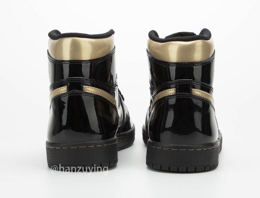 Air Jordan 1 Black Metallic Gold Patent Leather 555088-032 Release Date