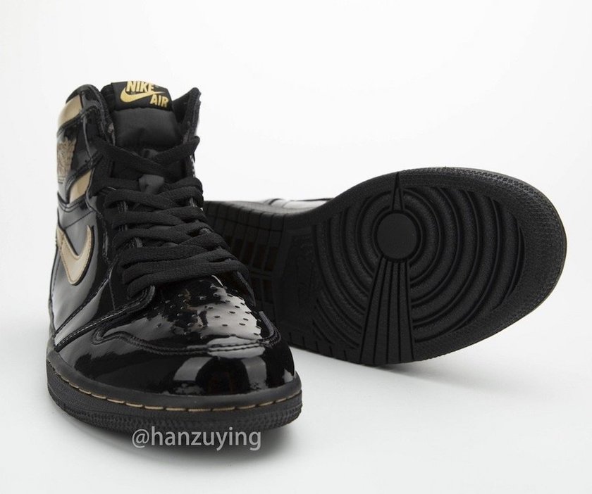 Air Jordan 1 Black Metallic Gold Patent Leather 555088-032 Release Date