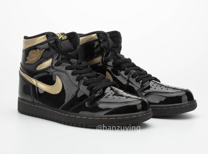 Air Jordan 1 Black Metallic Gold Patent Leather 555088-032 Release Date