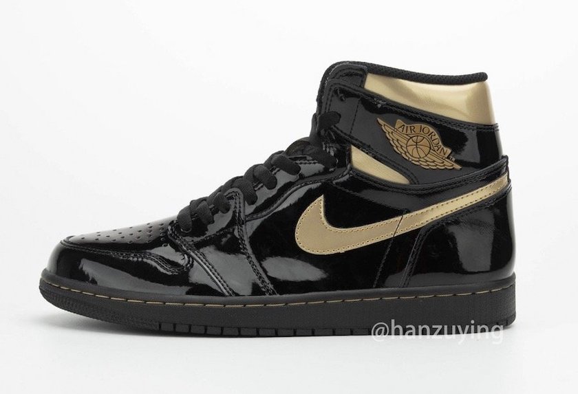 Air Jordan 1 Black Metallic Gold Patent Leather 555088-032 Release Date