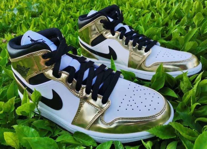 White Ranger Air Jordan 1 Mid Metallic Gold
