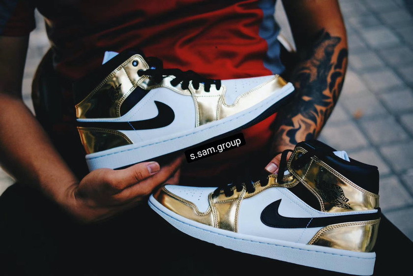 Air Jordan 1 Mid White Metallic Gold DC1419-700åå:registered:æ¥æ