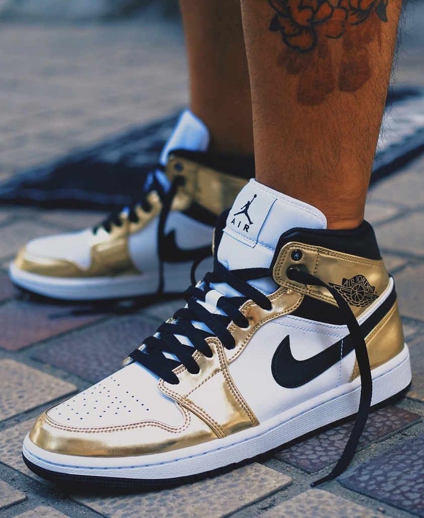 Air Jordan 1 Mid White Metallic Gold DC1419-700åå:registered:æ¥æ