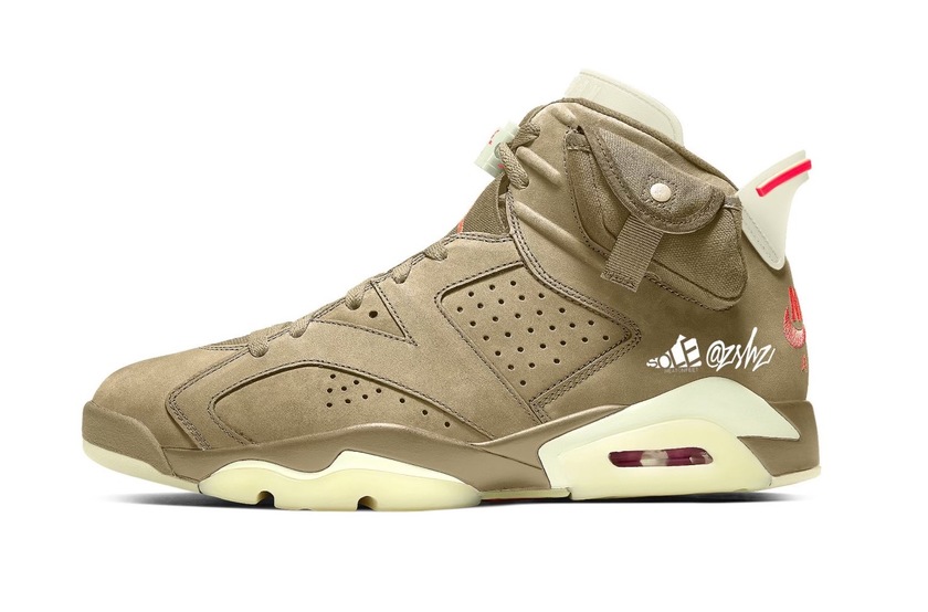 Travis Scott Air Jordan 6 British Khaki Sail Bright Crimson DH0690-200åå:registered:æ¥æ
