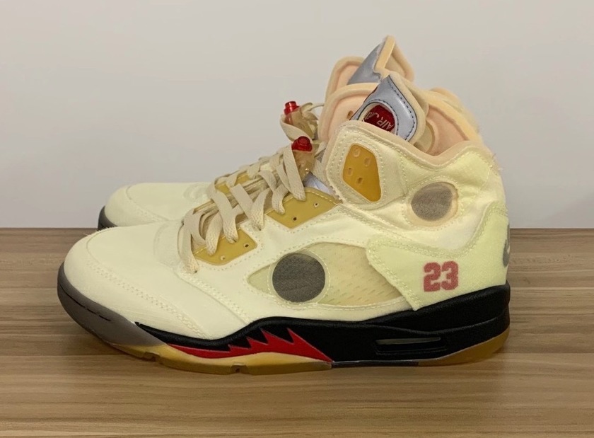 Off-White Air Jordan 5 Sail Fire Red Release Date DH8565-100